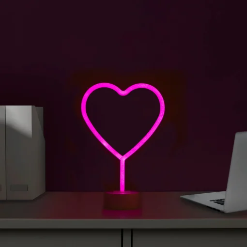 Northlight 11.5" Pink Heart Led Neon Style Valentine's Day Table Sign