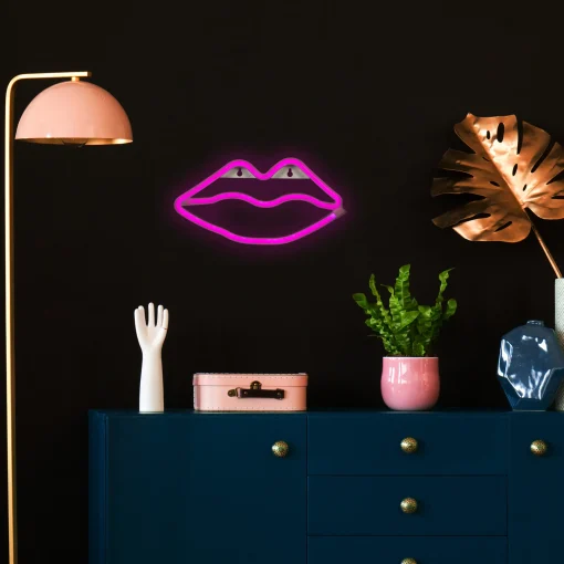 Northlight 10.5" Pink Lips Led Neon Style Valentine's Day Wall Sign