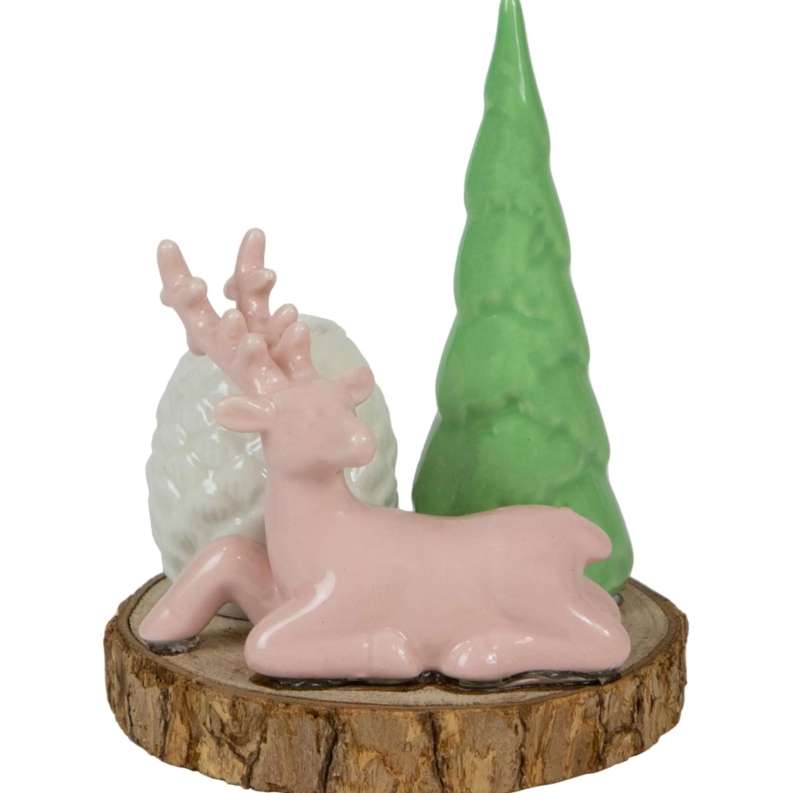 Candles & Holders*Northlight 6" Pink Reindeer With Tree And Pine Cone Christmas Taper Candle Holder