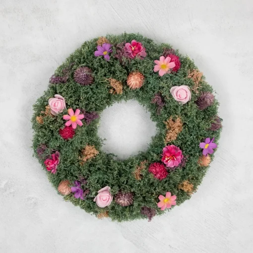 Specialty Wreaths*Northlight 13" Pink Rose And Purple Thistle Mixed Floral Spring Wreath