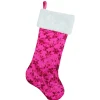 Stockings*Northlight 20.5" Pink Sequin Snowflake Christmas Stocking With Faux Fur Cuff