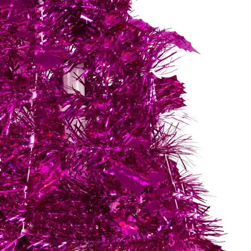Northlight Pop Up Trees>6' Pink Tinsel Pop-Up Artificial Christmas Tree, Unlit