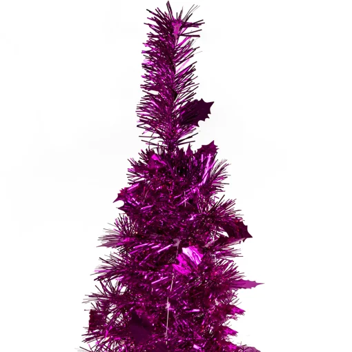 Northlight Pop Up Trees>6' Pink Tinsel Pop-Up Artificial Christmas Tree, Unlit