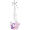Northlight 15" Pink, White And Purple Floral Striped Spring Easter Egg Cluster Hanging Decor