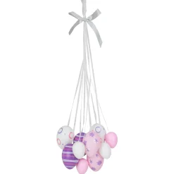 Northlight 15" Pink, White And Purple Floral Striped Spring Easter Egg Cluster Hanging Decor