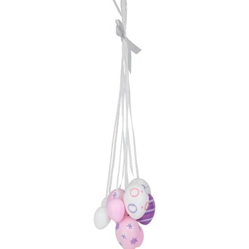Northlight 15" Pink, White And Purple Floral Striped Spring Easter Egg Cluster Hanging Decor