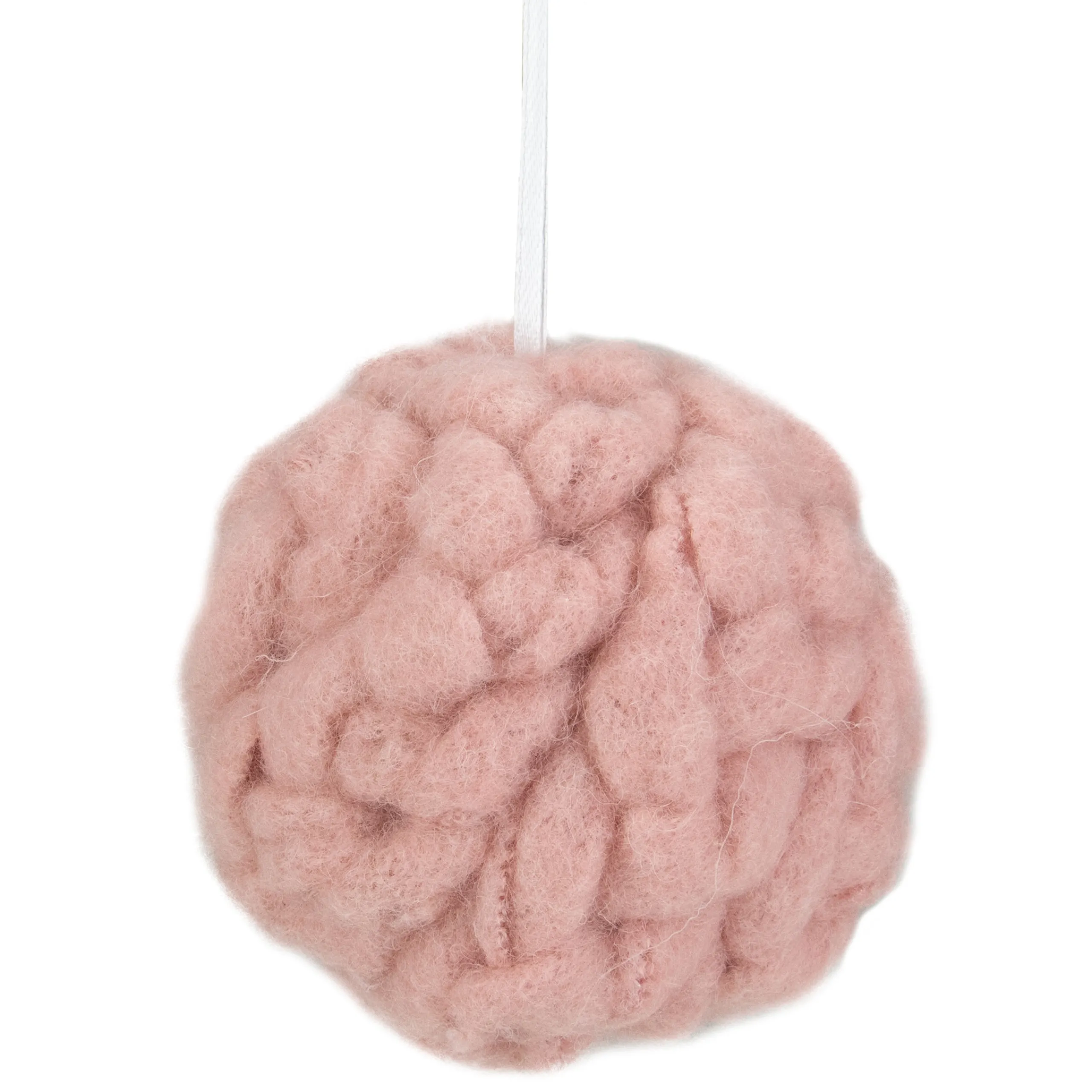 Northlight Balls>3.75" Pink Woven Yarn Ball Hanging Christmas Ornament