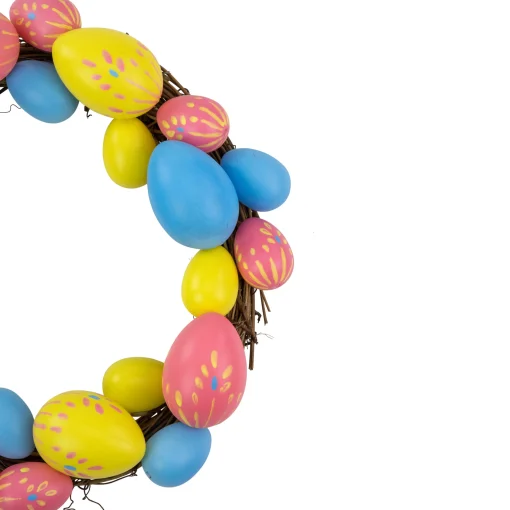 Northlight 10" Pink, Yellow And Blue Floral Stem Easter Egg Spring Wreath