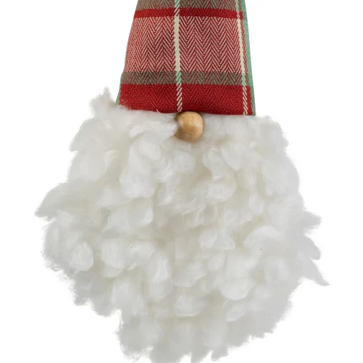 Northlight Santa Claus>11" Plaid Green And Red Santa Head With A Warm Hat Christmas Ornament