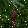 Northlight Pendants & Drops>9" Plum Red Feather And Gemstone Pendant Christmas Ornament