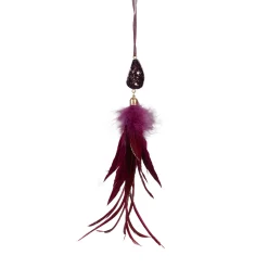 Northlight Pendants & Drops>9" Plum Red Feather And Gemstone Pendant Christmas Ornament