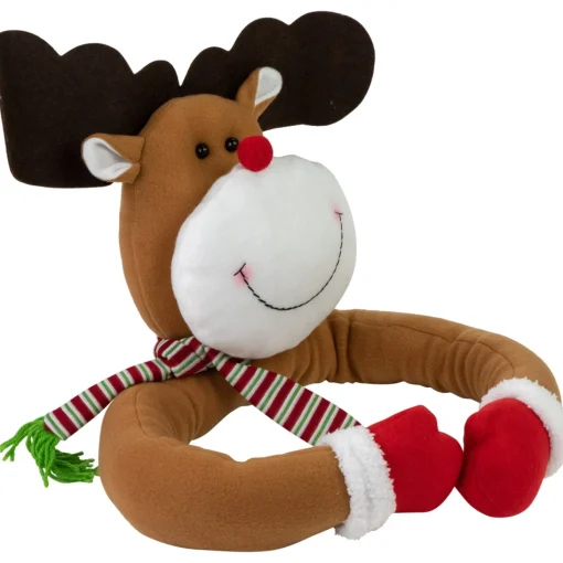 Unlit Tree Toppers*Northlight 26" Plush Reindeer Christmas Tree Topper, Unlit