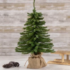 Northlight 2.5 Feet Tall And Smaller>18" Potted Downswept Mini Village Pine Medium Artificial Christmas Tree, Unlit