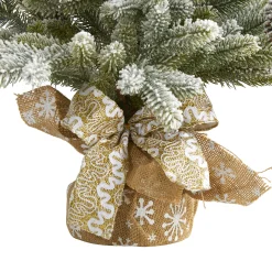 Nearly Natural Unlit Traditional Trees></noscript>2' Potted Flocked Artificial Christmas Tree With Pinecones, Unlit
