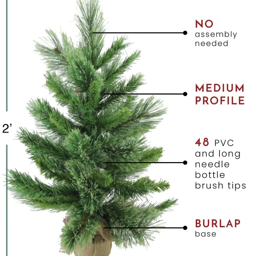 Northlight 2.5 Feet Tall And Smaller>2' Potted Mixed Cashmere Pine Medium Artificial Christmas Tree, Unlit