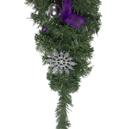 Unlit Teardrops*Northlight 24" Pre-Decorated Pink Ball Ornament And Poinsettia Artificial Christmas Teardrop Swag, Unlit