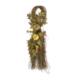 Napco 35" Pre-Decorated Pumpkin And Grapevine Artificial Thanksgiving Door Swag - Unlit