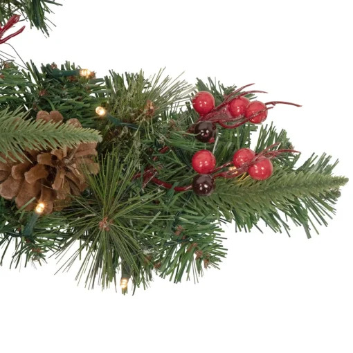 Specialty Wreaths*Northlight 32" Pre-Lit Artificial Mixed Pine And Berries Christmas Snowflake Wreath