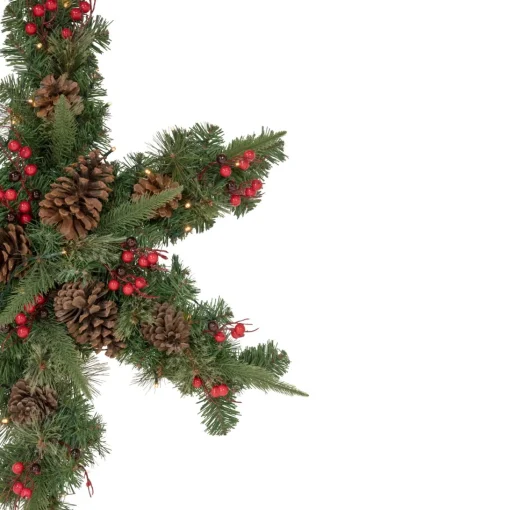 Specialty Wreaths*Northlight 32" Pre-Lit Artificial Mixed Pine And Berries Christmas Snowflake Wreath