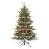 CC Christmas Decor Pre-Lit Traditional Trees>4.5' Pre-Lit Aspen Fir Medium Artificial Christmas Tree, Multicolor Lights