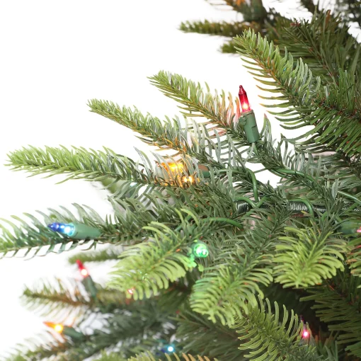 CC Christmas Decor Pre-Lit Traditional Trees>4.5' Pre-Lit Aspen Fir Medium Artificial Christmas Tree, Multicolor Lights