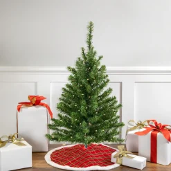 Northlight 3 And 3.5 Feet Tall>3' Pre-Lit Battery Operated Medium Canadian Pine Artificial Christmas Tree - Clear And White Led Lights