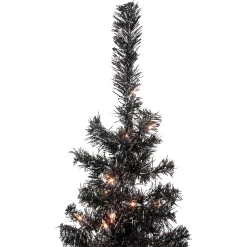 Northlight Black Trees></noscript>4' Pre-Lit Black Artificial Tinsel Christmas Tree, Clear Lights