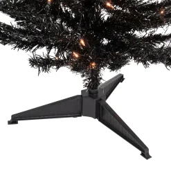 Northlight Black Trees></noscript>4' Pre-Lit Black Artificial Tinsel Christmas Tree, Clear Lights