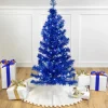 Northlight Blue Trees>4' Pre-Lit Blue Artificial Tinsel Christmas Tree, Clear Lights