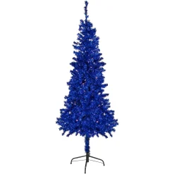 Northlight Blue Trees>6' Pre-Lit Blue Artificial Tinsel Christmas Tree, Clear Lights