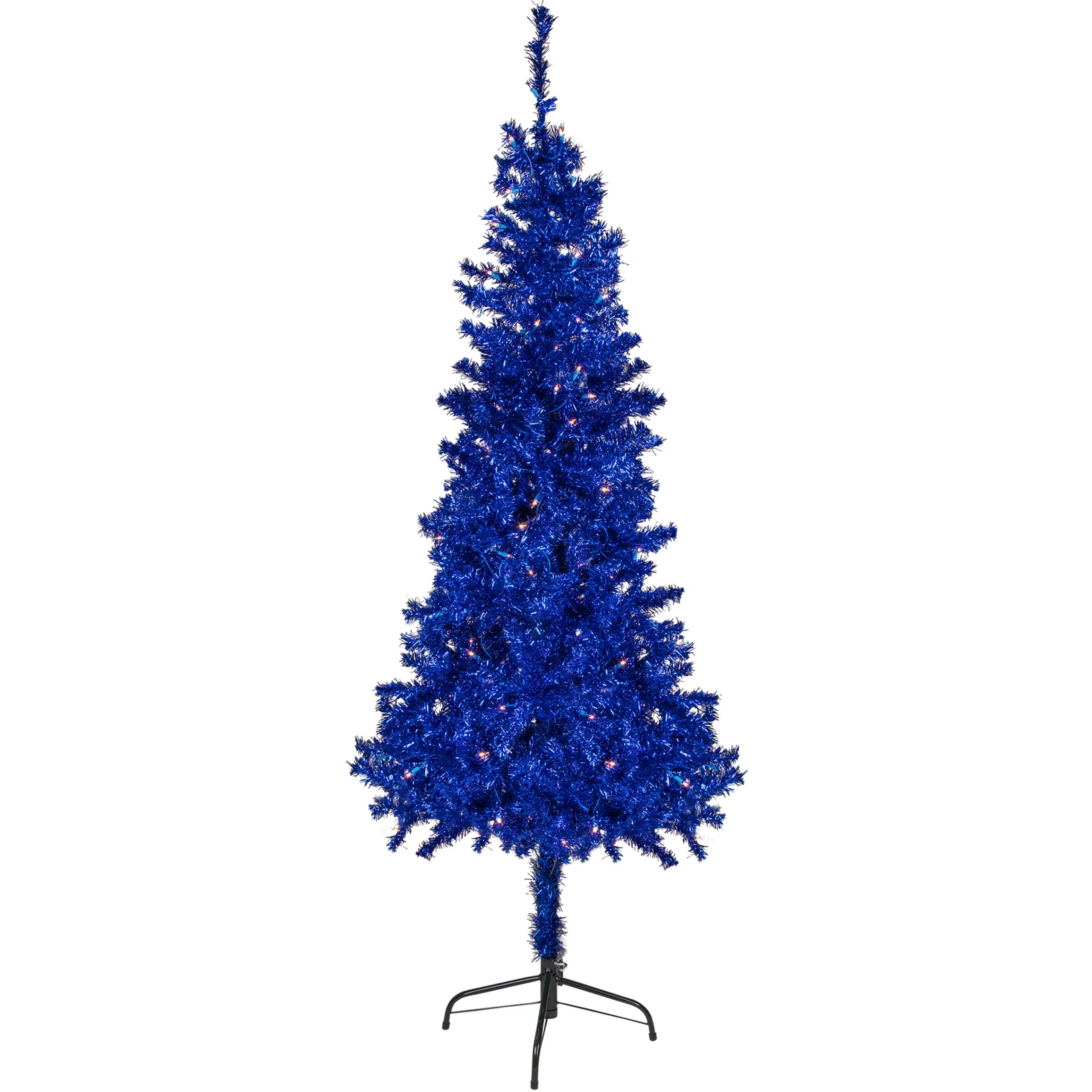 Northlight Blue Trees>6' Pre-Lit Blue Artificial Tinsel Christmas Tree, Clear Lights