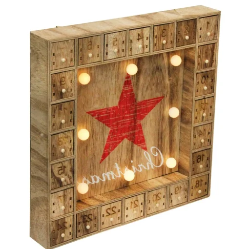 Advent Calendars*Northlight 14" Pre-Lit Brown And Red Led Advent Calendar Christmas Wall Decor
