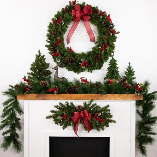 Pre-Lit Swags*Northlight 32" Pre-Lit Canadian Pine Artificial Christmas Swag - Clear Lights