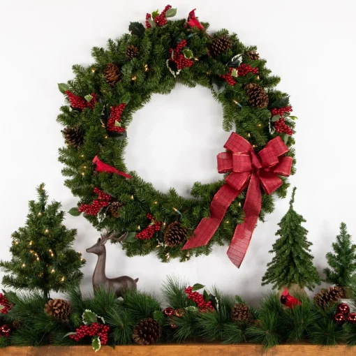 Pre-Lit Wreaths*Northlight 36" Pre-Lit Canadian Pine Artificial Christmas Wreath, Clear Lights