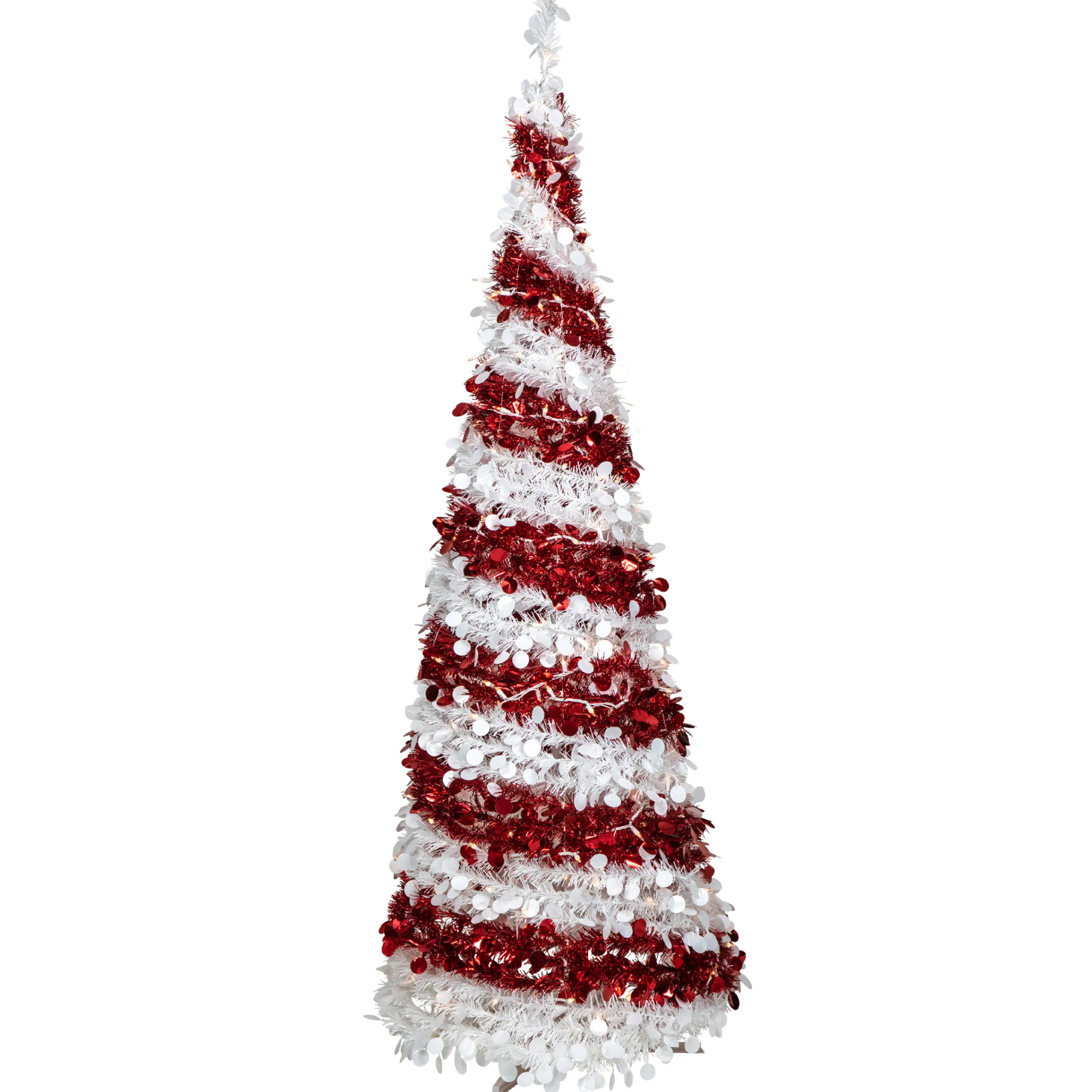 Northlight Pop Up Trees>6' Pre-Lit Candy Cane Pop-Up Artificial Christmas Tree, Clear Lights