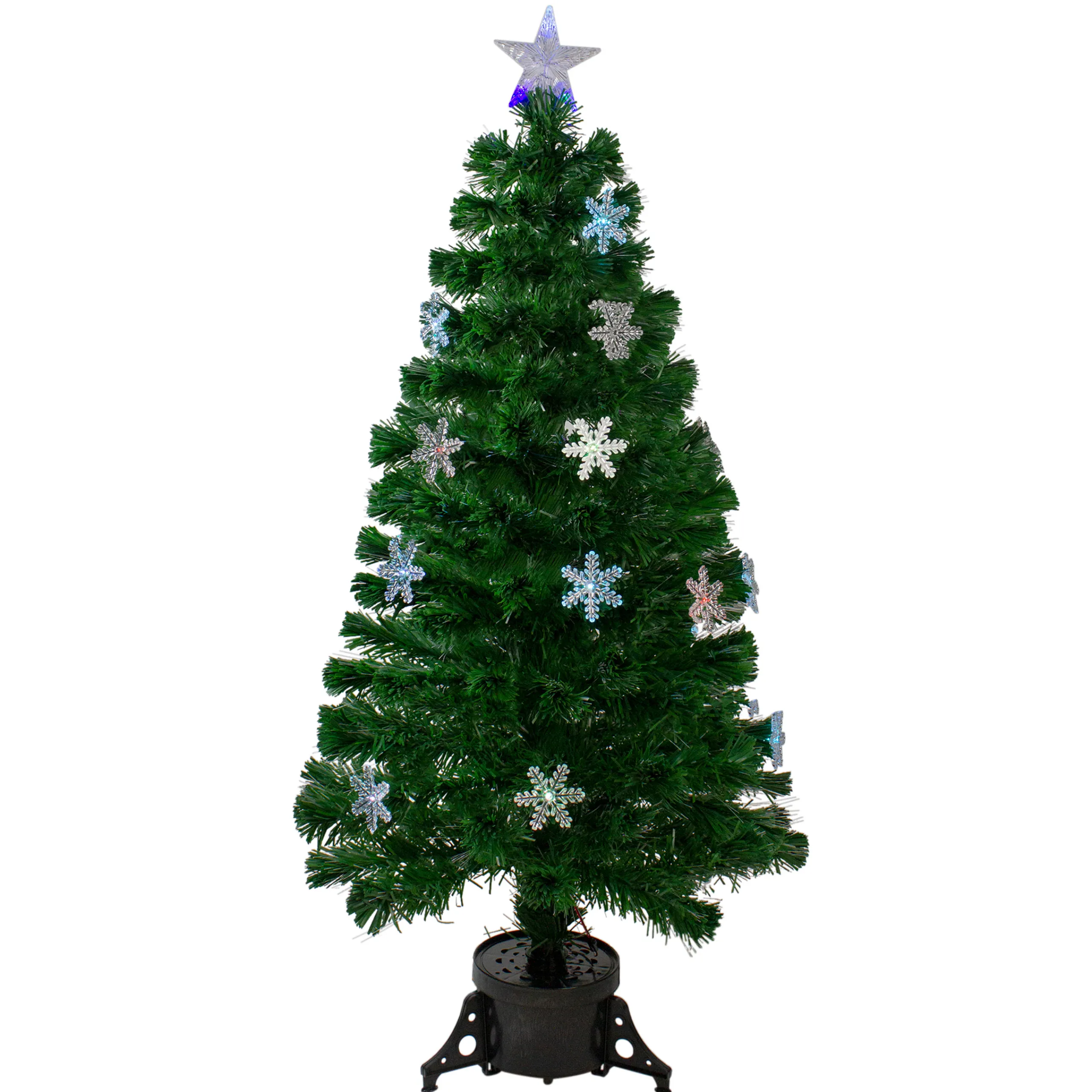 Northlight 4 And 4.5 Feet Tall>4' Pre-Lit Color Changing Fiber Optic Artificial Christmas Tree With Snowflakes