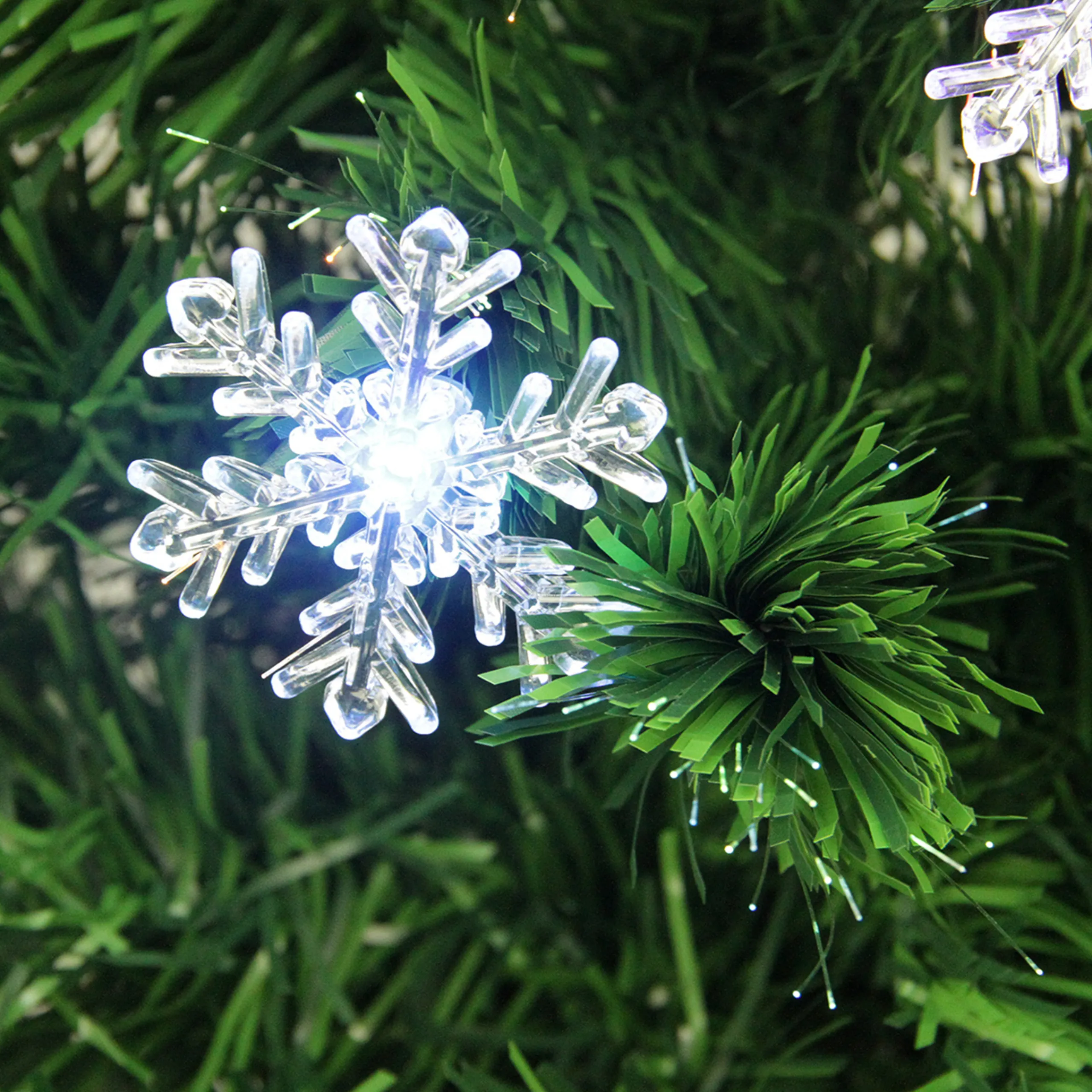 Northlight 3 And 3.5 Feet Tall>3' Pre-Lit Color Changing Fiber Optic Artificial Christmas Tree With Snowflakes - Multi Color Lights