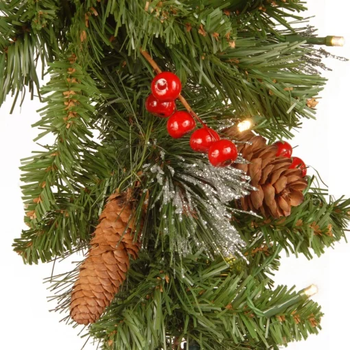 Pre-Lit Swags*National Tree Company 36" Pre-Lit Crestwood Spruce Mailbox Cover With Silver Bristle, Warm White Led Lights