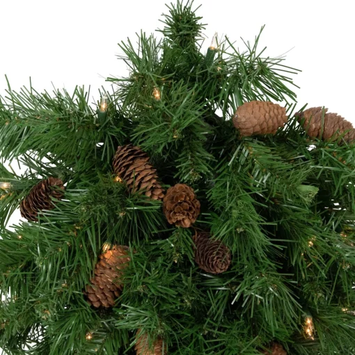 Pre-Lit Teardrops*Northlight 30" Pre-Lit Dakota Red Pine Artificial Christmas Teardrop Swag, Clear Dura Lights