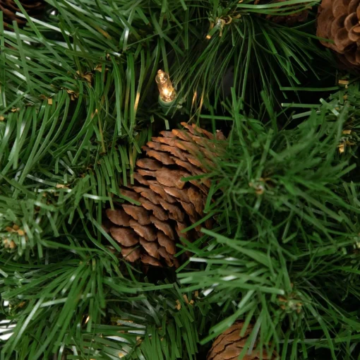Pre-Lit Teardrops*Northlight 30" Pre-Lit Dakota Red Pine Artificial Christmas Teardrop Swag, Clear Dura Lights