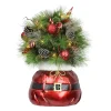 CC Christmas Decor Pre-Lit Traditional Trees>3' Pre-Lit Decorated Artificial Christmas Bush In Santa Sac Base, Warm White Lights