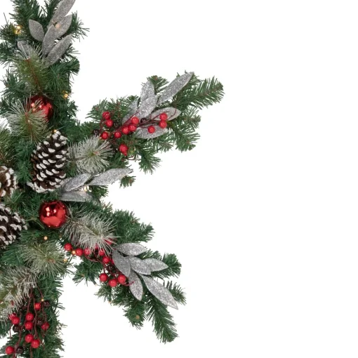Specialty Wreaths*Northlight 32" Pre-Lit Decorated Frosted Pine Cone And Berries Artificial Christmas Snowflake Wreath