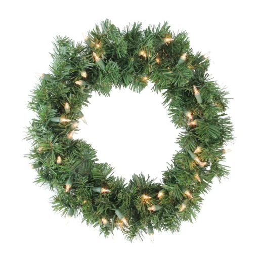 Pre-Lit Wreaths*Allstate 16" Pre-Lit Deluxe Windsor Pine Artificial Christmas Wreath, Clear Lights