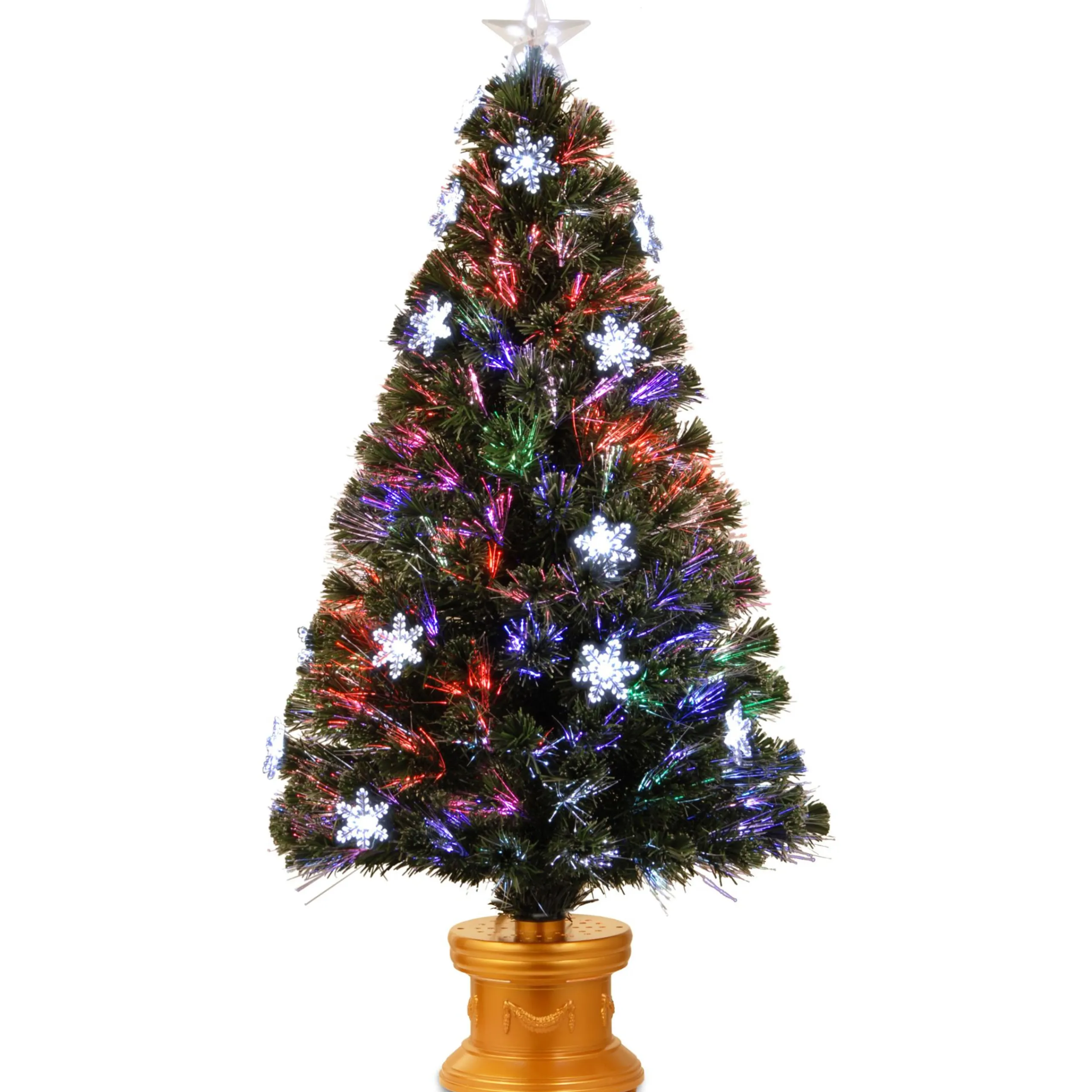 National Tree Company 4 And 4.5 Feet Tall>4' Pre-Lit Fireworks With Snowflakes Artificial Christmas Tree, Multicolor Led Lights