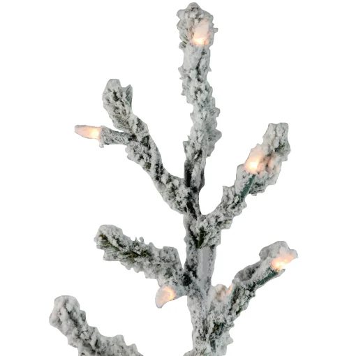 Northlight 3 And 3.5 Feet Tall>3' Pre-Lit Flocked Alpine Twig Artificial Christmas Tree - Warm White Lights