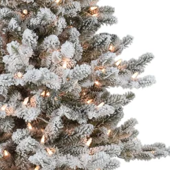 CC Christmas Decor Pre-Lit Traditional Trees></noscript>4.5' Pre-Lit Flocked Downswept Douglas Fir Full Artificial Christmas Tree, Clear Lights