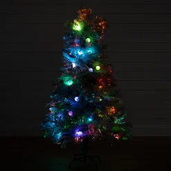 Nearly Natural 5 And 5.5 Feet Tall></noscript>5' Pre-Lit Flocked Fiber Optic Artificial Christmas Tree, Multicolor Led Lights