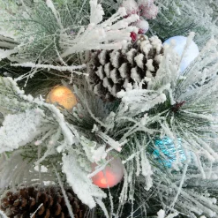 Nearly Natural 5 And 5.5 Feet Tall></noscript>5' Pre-Lit Flocked Fiber Optic Artificial Christmas Tree, Multicolor Led Lights