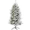 Nearly Natural 5 And 5.5 Feet Tall>5' Pre-Lit Flocked Livingston Fir Artificial Christmas Tree, Warm Clear Led Lights