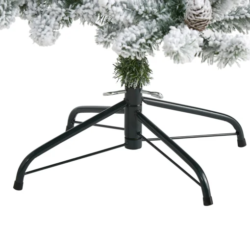 Nearly Natural 5 And 5.5 Feet Tall>5' Pre-Lit Flocked Livingston Fir Artificial Christmas Tree, Warm Clear Led Lights